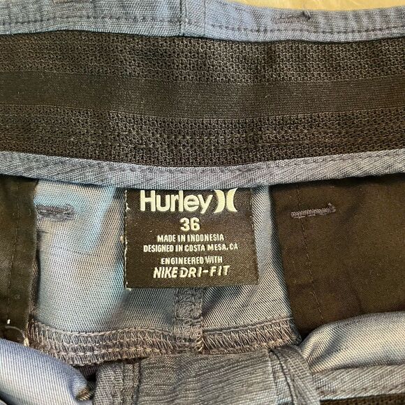 Hurley X Nike Dri-Fit Men’s 36 Blue Flat Front‎ Chino Shorts Casual Lightweight - Picture 4 of 11